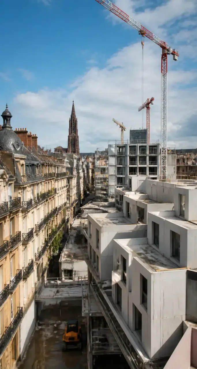 Chantier de rénovation urbaine à Strasbourg, transformation d'un quartier