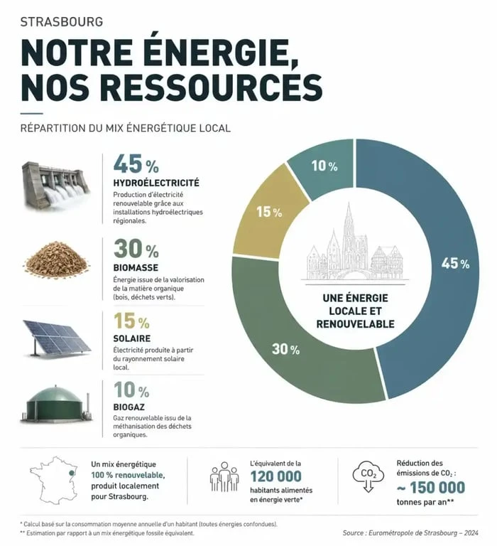 Infographie du mix énergétique renouvelable à Strasbourg