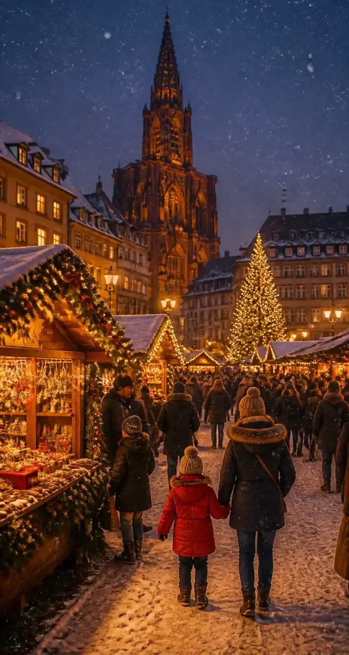 Illuminations du marché de Noël place Kléber à Strasbourg
