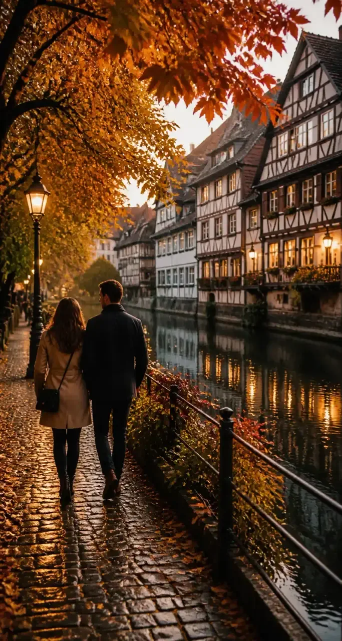 La Petite France à Strasbourg en automne, promenade le long des canaux