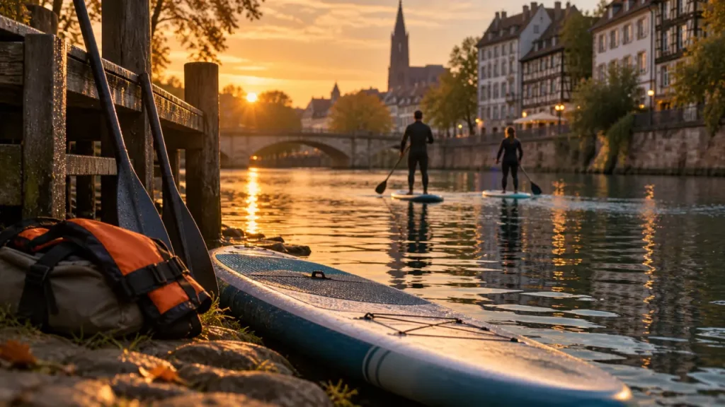 Balade paddle Strasbourg sur l’Ill au golden hour