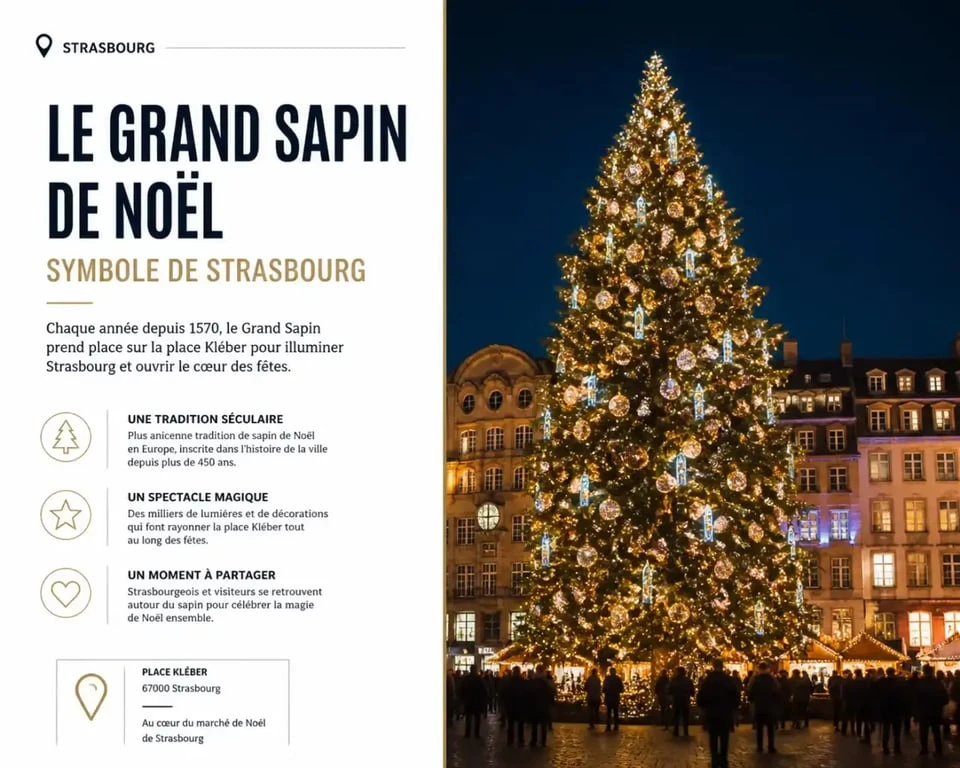 Le Grand Sapin de Noël sur la place Kléber, incontournable des marchés de Noël Strasbourg 2024