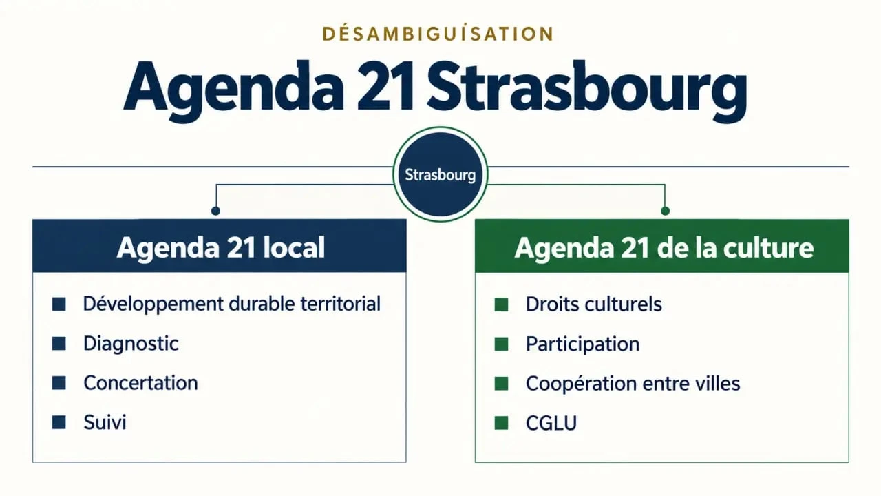 Infographie sur l’agenda 21 Strasbourg distinguant l’Agenda 21 local et l’Agenda 21 de la culture