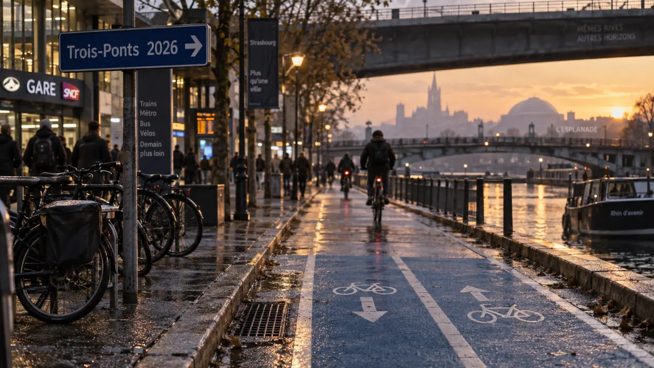 Nouvelle piste cyclable Strasbourg : gare vers Esplanade fin 2026